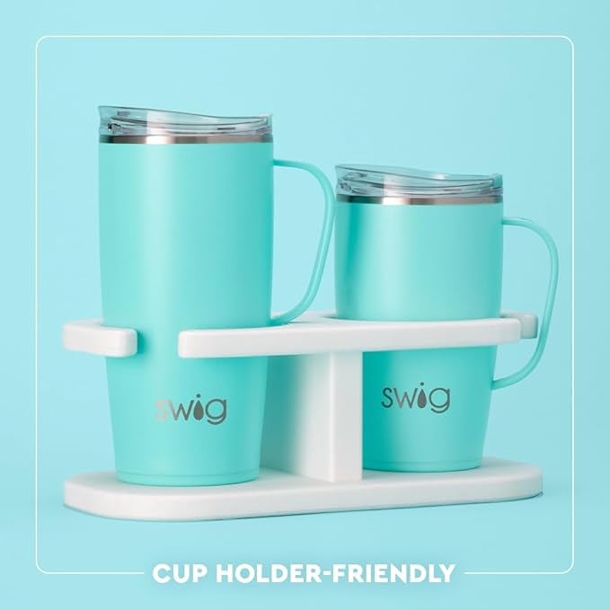 Swig Life 22oz Travel Mug, Insulated Tumbler with Handle and Lid, Travel Coffee Mug, Cup Holder Friendly, Stainless Steel 22 oz Tumbler, Reusable Insulated with Lid (Hydrangeas)
