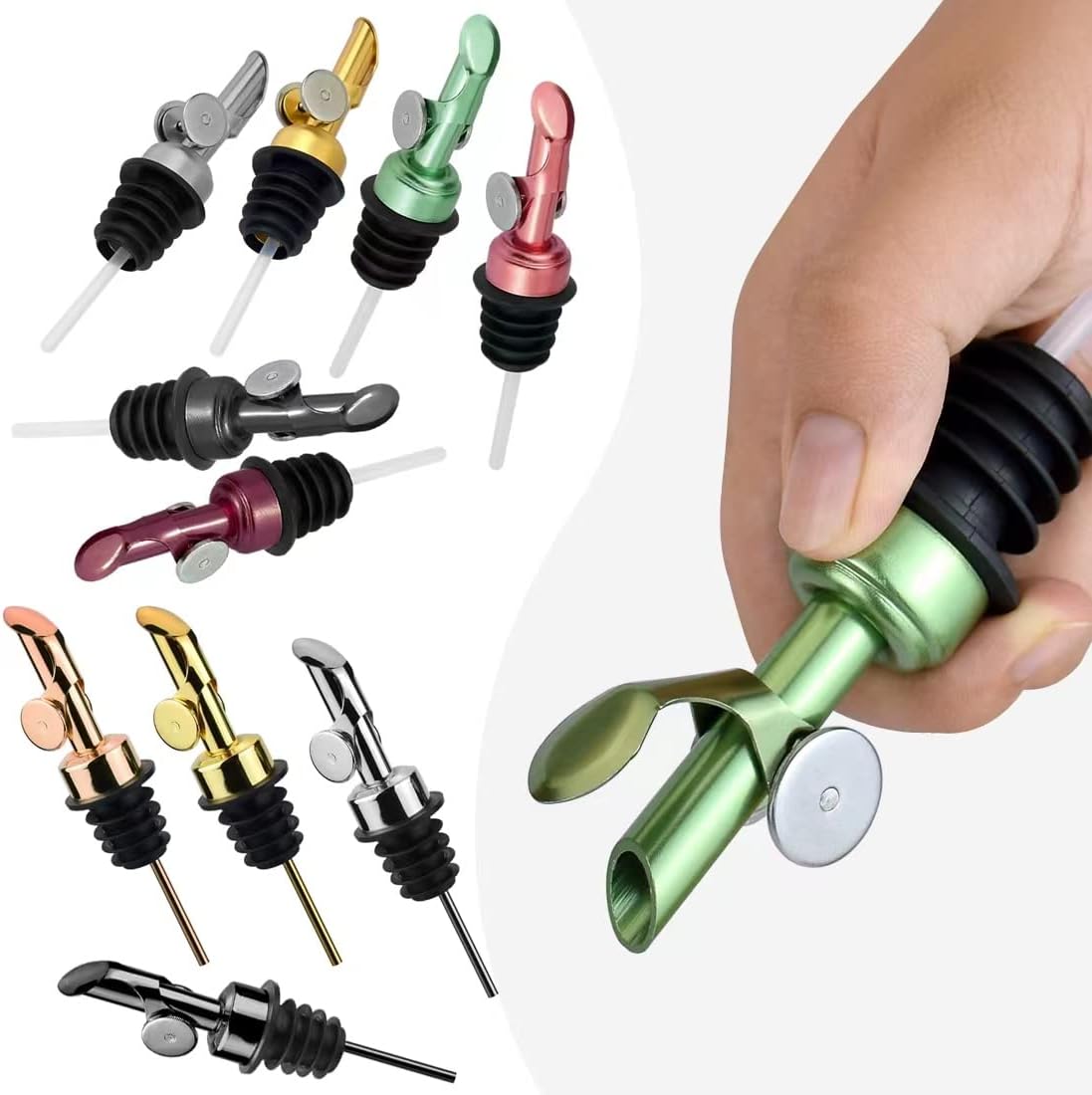 MEETSWEET Olive oil dispenser spout, pour spouts,304stainless steel automatic opening and closing spout, leak-proof, for olive oil, vinegar, wine and other liquid bottles (304gold)