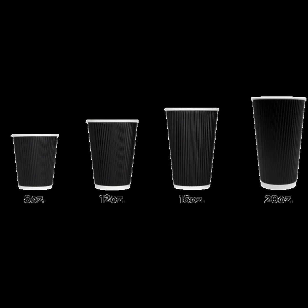 Karat C-KRC520B 20 oz Ripple Paper Hot Cups - Black (Case of 500)