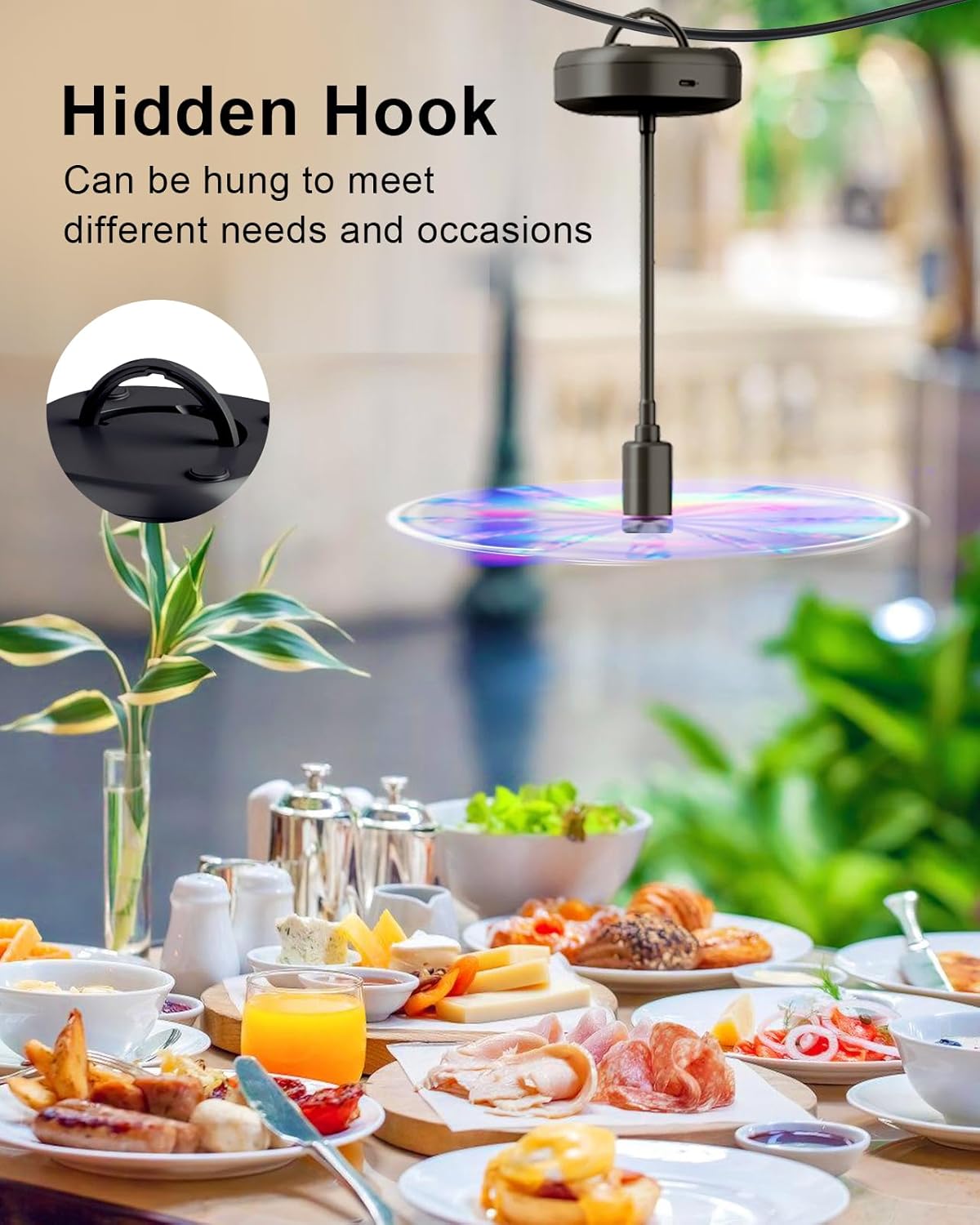 4 Pack Food Table Fan, 2000mAh USB Powered Rechargeable Food Fan, Portable Fan with Flexible Goose-Neck and Soft Blades for BBQ, Patio, Party