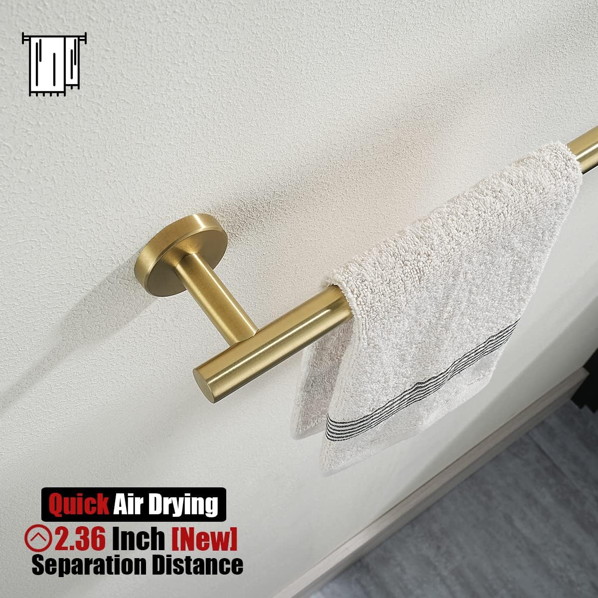 JQK Gold Towel Bar, 30 Inch 304 Stainless Steel Thicken 0.8mm Towel Rack Bathroom, Towel Holder Brushed Golden Wall Mount, Useable Length 27 Inch, TB110L27-BG
