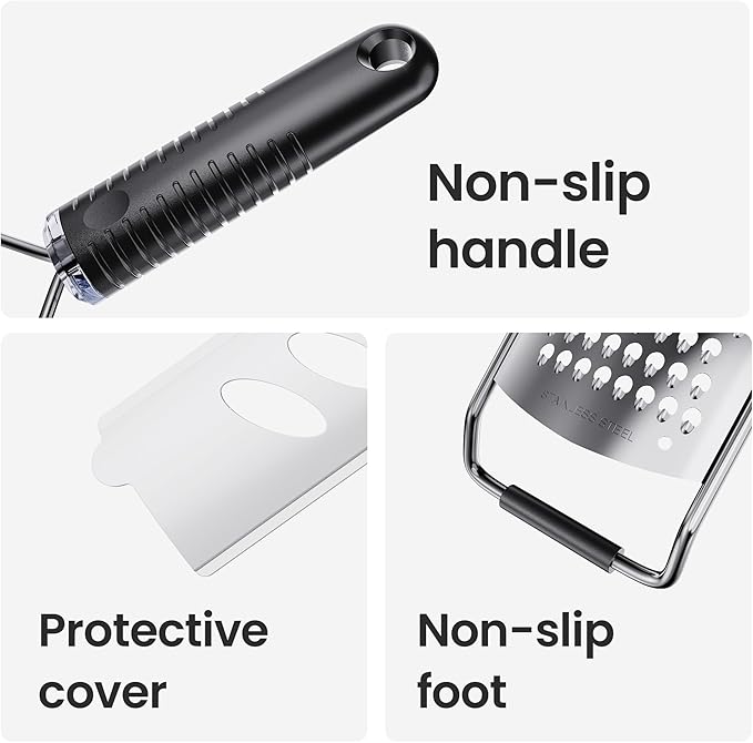 Cheese Grater with Non-Slip Handle,L12" X W2.5",Coarse Grater