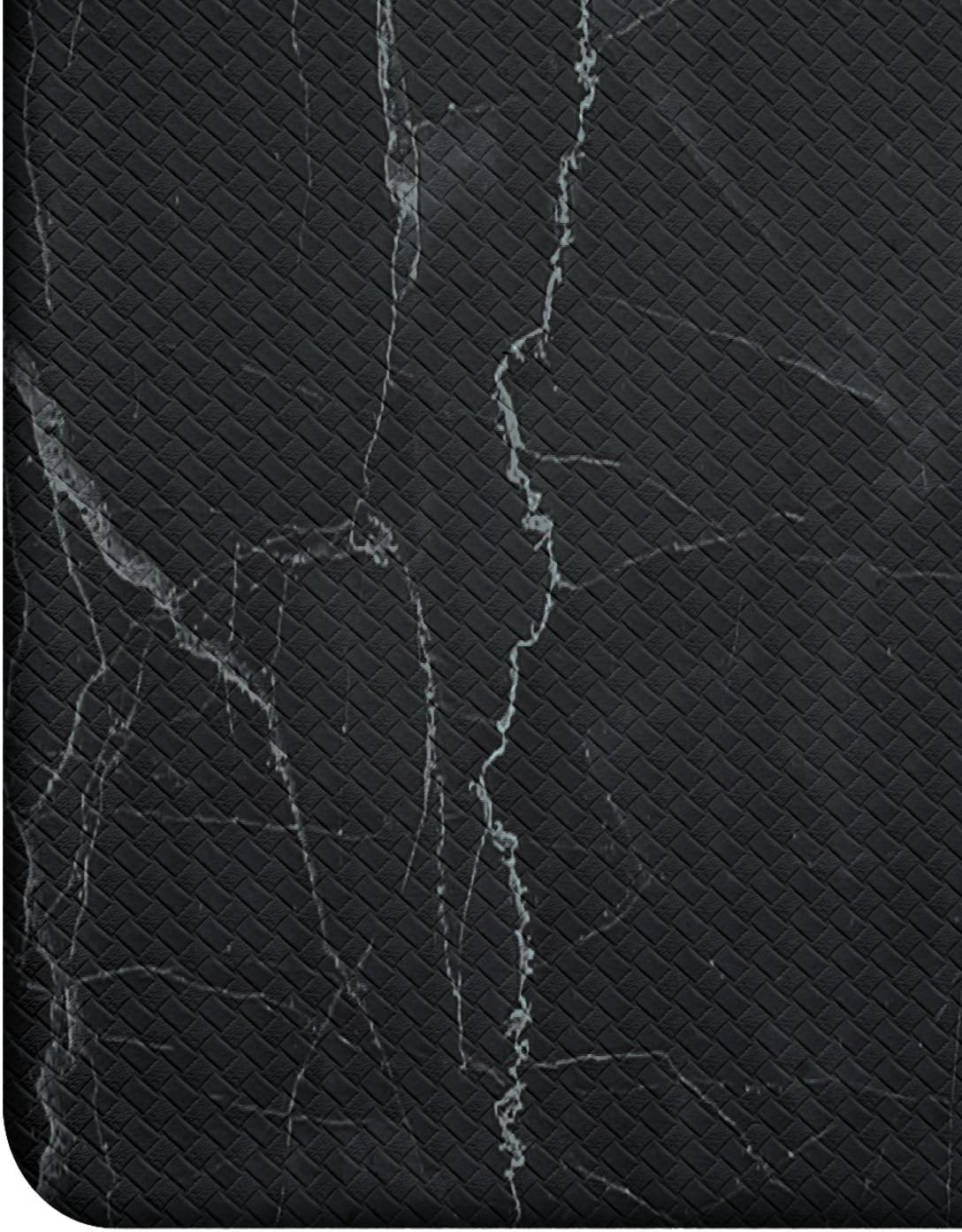 DEXI Kitchen Floor Mats Cushioned Anti Fatigue, 23x86 Large Long Standing Comfort Runner Rug Waterproof, Marble Memory Foam Padded for Front Sink Laundry, Black