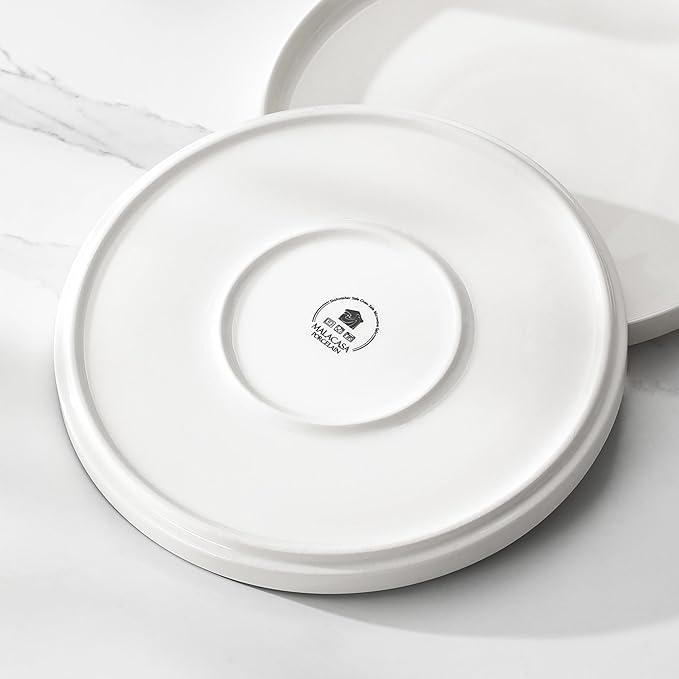 MALACASA 18 Pieces Porcelain Dinnerware Set, Modern White Dish Set for 6, Premium Serving Plates and Bowls Sets, Chip and Scratch Resistant Dishware Sets Kitchen Dishes Dining Ware Set, Series LEAH