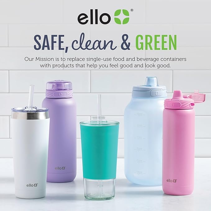 Ello Pop & Fill 32oz Stainless Steel Water Bottle with Quick Fill Technology, Double Walled and Vacuum Insulated Metal, Leak Proof Locking Lid, Sip and Chug, Reusable, BPA Free, Heavenly Hues