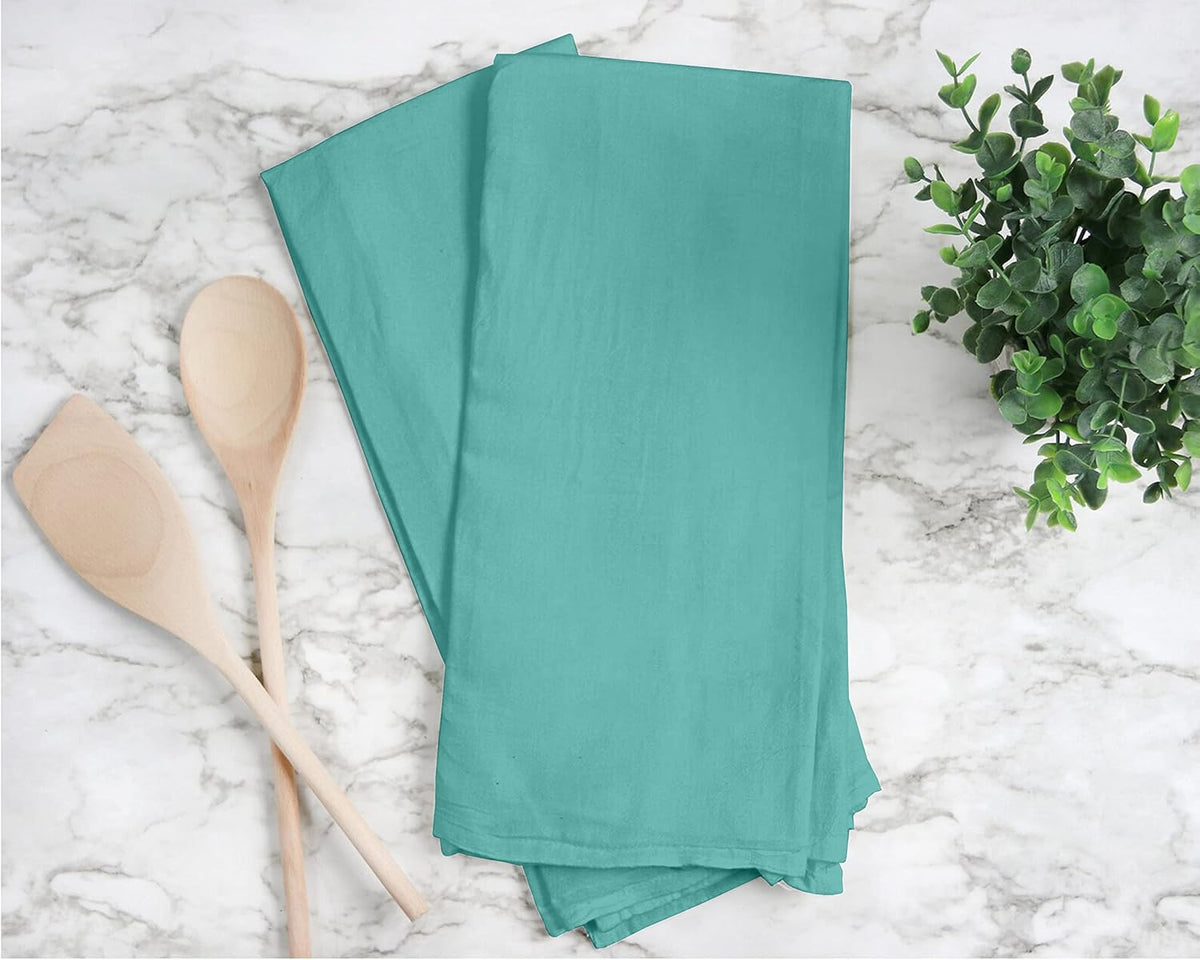 RUVANTI Flour Sack Towels 36 Pack 28x28 Inch, 100% Cotton Tea Towel, Reusable, Machine Washable, Absorbent BarTowels - Dish Cloth Perfect for Drying Dishes & Cleaning - Turquoise