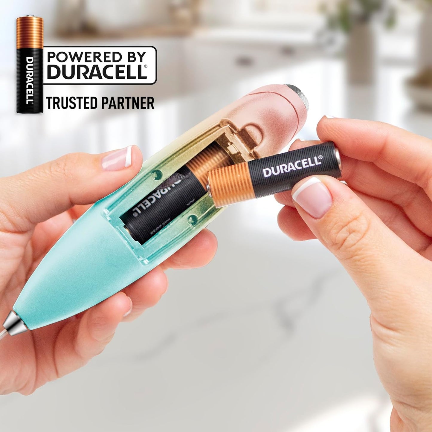 Zulay Kitchen Powerful Milk Frother Wand With 4 AA Duracell Batteries - Ultra Fast Handheld Drink Mixer - Electric Whisk Foam Maker for Coffee, Lattes, Cappuccino, Matcha & Creamer -