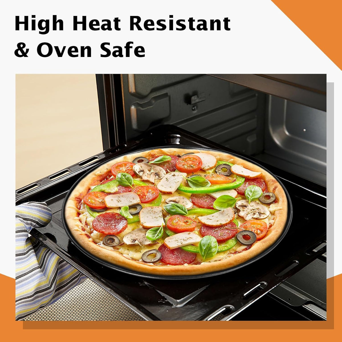 TeamFar Pizza Pan, 12 Inch Pizza Tray Round Baking Pan Set with Stainless Steel Core & Non-stick Coating, for Cooking Serving Roasting Prepping, Healthy & Oven Safe, Heavy Duty & Sturdy β Set of 2