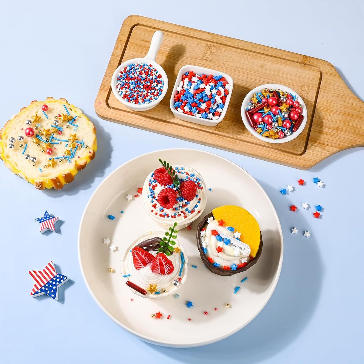 Cobakey Patriotic Sprinkles for Baking, 4th of July Sprinkles With Gold Star, Perfect for Independence Day Dessert Party 4.23 Ounce