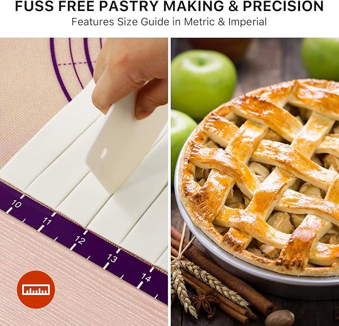 Baking Mat, 24" x36" Silicone Extra Large Non Stick Baking Sheet Mat with Measurement Non-slip Dough Rolling Mat,Reusable Food Grade Silicone Counter Mat for Making Cookies,Macarons,Bread and Pastry