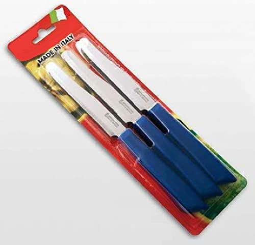 Tredoni 6 kitchen Knives - 4.3"/11cm Italian Stainless Steel Serrated Vegetable/Steak/Table Knife Cutlery, Rounded Tip (Brown)