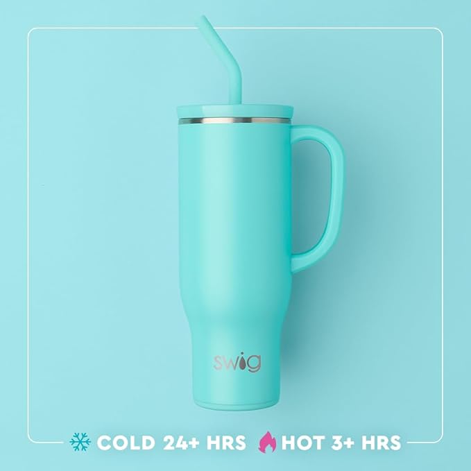 Swig Life 30oz Mega Mug, 30 oz Tumbler with Handle and Straw, Cup Holder Friendly, Dishwasher Safe, Extra Large Insulated Tumbler, Stainless Steel Checkered Water Bottle (Check Mate)