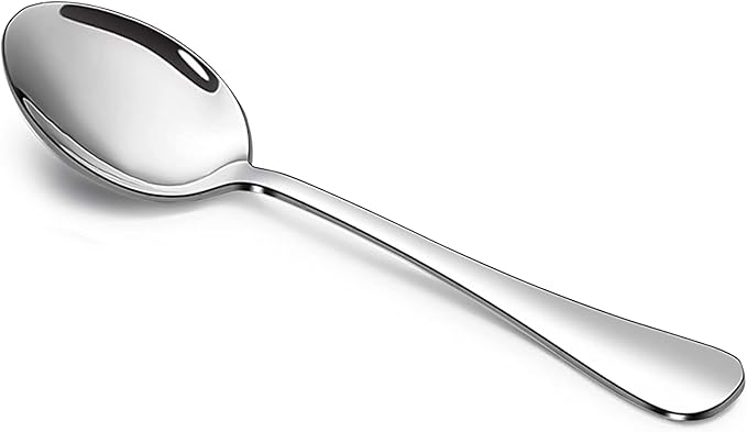 SANTUO Stainless Steel Dinner Spoons Set,12 Piece 7.3" Silverware,Table Soup Spoons Set,Mirror Finish & Dishwasher Safe