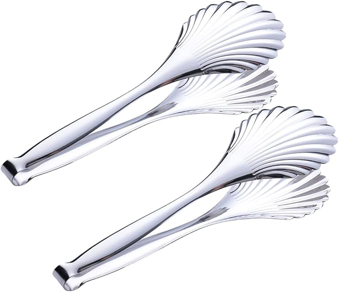 Buffet Cooking Serving Tongs, 12 inch Kirsite Catering Chef Food Salad BBQ Serving Utensils, Set of 2(stainless steel) (Stainless Steel)