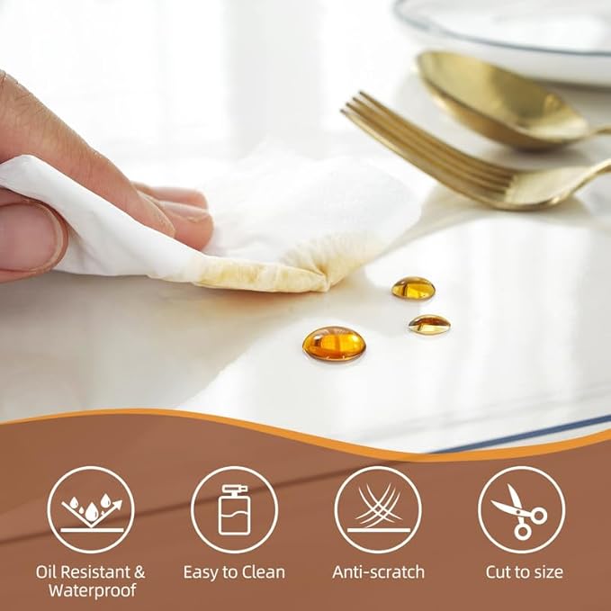Warmstar Clear Table Cover Protector 54 x 84 Inch,1.5mm Thick Plastic Table Cover Rectangle,PVC Clear Table Protector,Desk Protector Mat for Kitchen, Dresser, Writing Desk，Dining Room Table