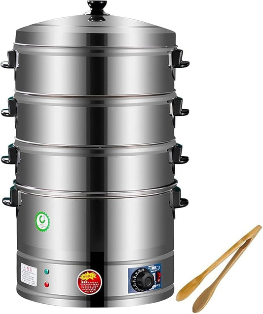 Electric Food Steamer, 3-Tier Stainless Steel, Thermostatically Controlled for Automatic Heating, Ideal for Healthy Cooking and Breakfast,40