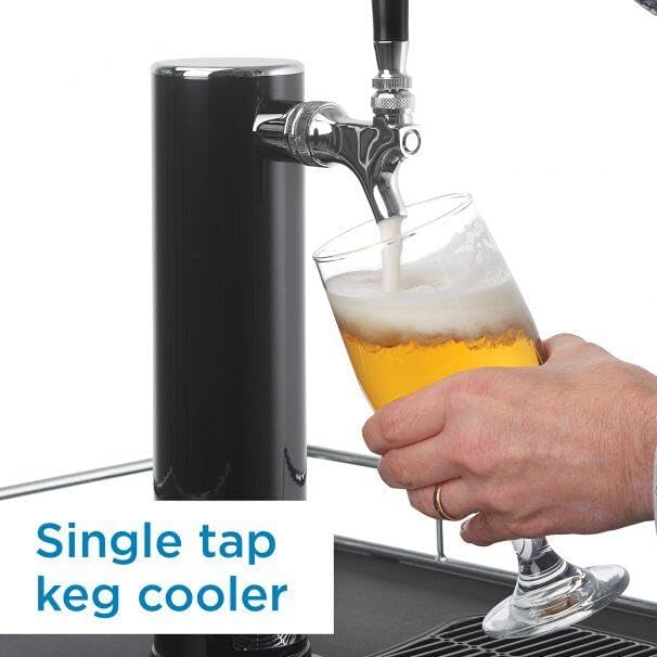 Danby DKC054A1BSLDB 5.4 Cu.Ft. Kegerator, Auto Defrost and Mechanical Thermostat, Keg Cooler with Scratch-Resistant Worktop and Reversible Door Hinge, Single Tap, Steel