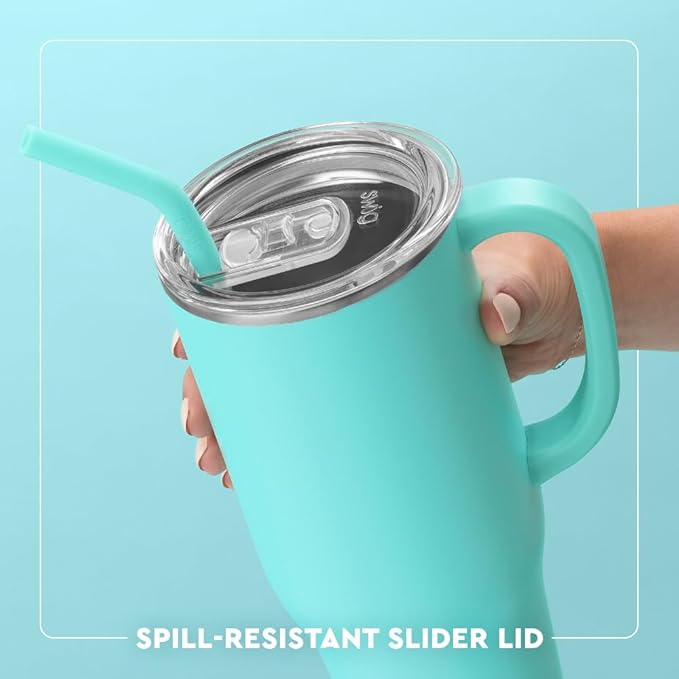 Swig Life 40oz Mega Mug, 40 oz Tumbler with Handle and Straw, Cup Holder Friendly, Dishwasher Safe, Extra Large Insulated Tumbler, Stainless Steel (Holly Jolly)