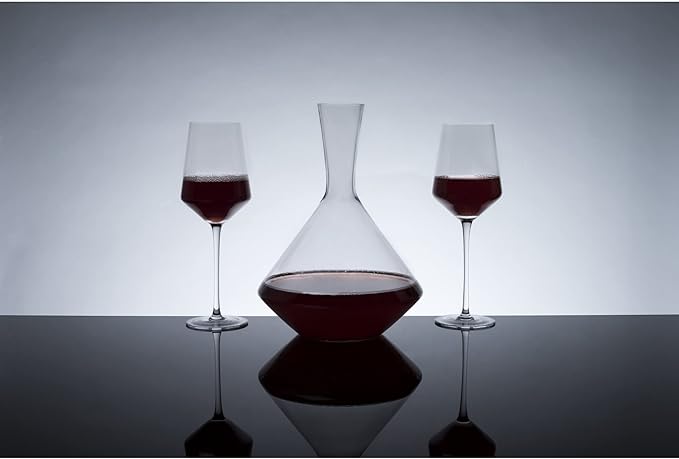 Viski Angled Wine Decanter, Lead-Free Crystal Carafe for Red and White Wine with Broad Base for Aeration, Elegant Large Pitcher for Wedding Gifts, Housewarming Essentials, 60 oz (1.8 L), Set of 1