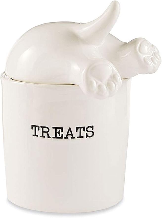 Mud Pie Dog Tail Treat Canister - Ceramic Dog Treat Jar