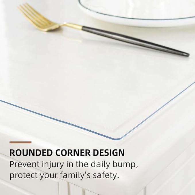 Warmstar Clear Table Cover Protector 12 x 72 Inch,1.5mm Thick Plastic Table Cover Rectangle,PVC Clear Table Protector,Desk Protector Mat for Kitchen, Dresser, Writing Desk，Dining Room Table