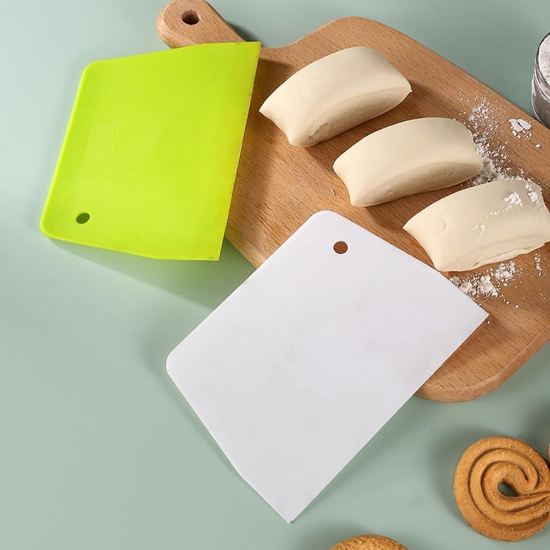 Plastic Bench Scraper & Chopper (14Pcs), Multi-Purpose Dough Scraper Bench Scraper, Flexible Bowl Scraper, Sharp Edge & Angles, Dough Cutter, Kitchen Utensil for Bread, Pizza, and Flat Top Griddles
