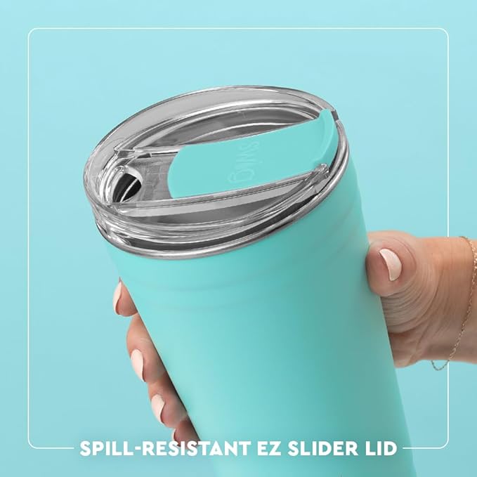 Swig Life 24oz Party Cup, Stackable Insulated Travel Coffee Tumbler with EZ Slider Lid, Cup Holder Friendly, Stainless Steel 24 oz Tumbler, Reusable Coffee Mug (Melon Slice)