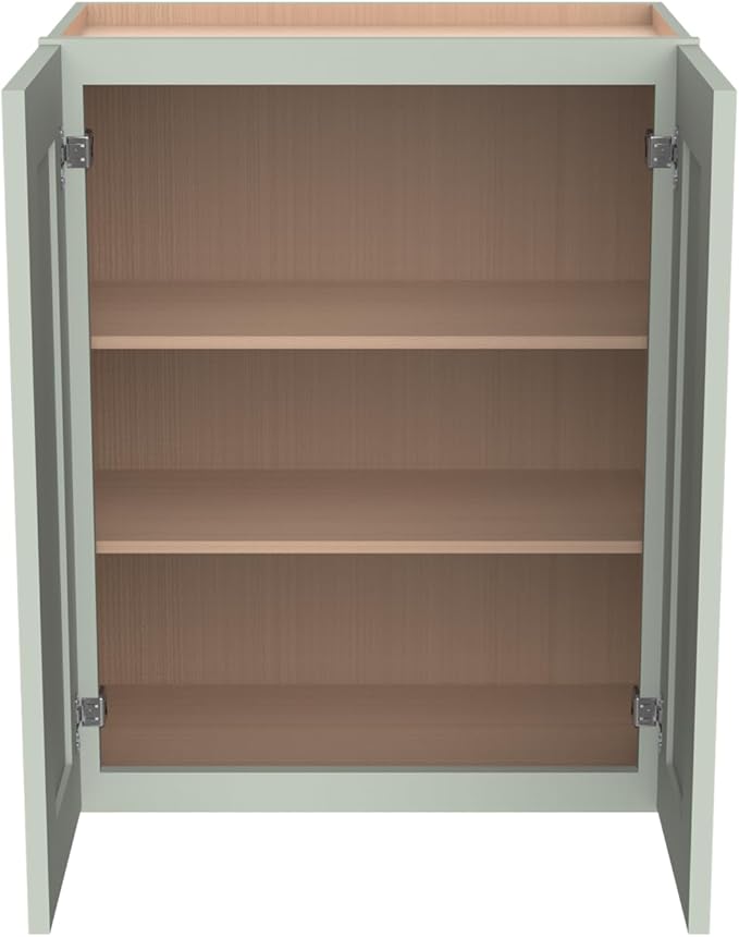 Wall-Mounted Cabinet – Solid Wood Shaker Style Medicine Cabinet with Adjustable Shelves & Soft-Close Doors for Bathroom, Kitchen, and Office Storage (Jade Green, 39" W x 12" D x 36" H)