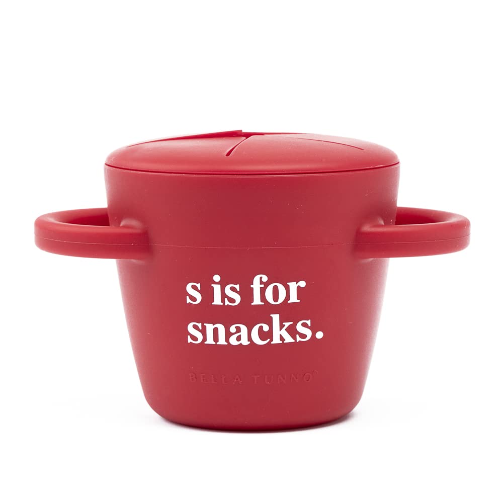 Snack Cups for Toddlers by Bella Tunno, Silicone Spill Proof Food Container with Lid, Babies & Kids 6-12 Months, S is for Snacks