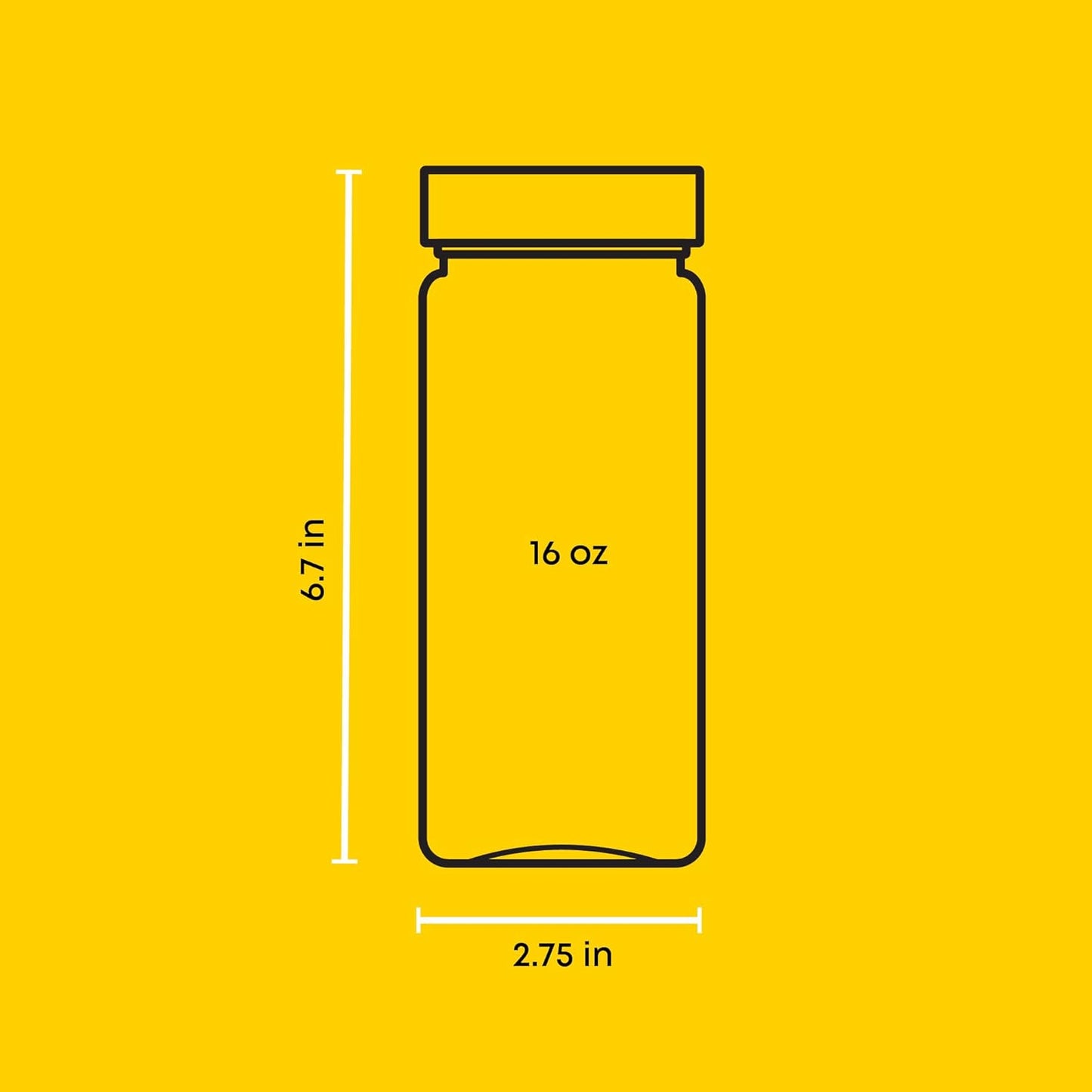 JoyJolt 16 oz Reusable Glass Bottles with Caps. Set of 8 Juicing Bottles With Lids and Juice Jars Labels. Glasses for Cold Brew, Smoothie