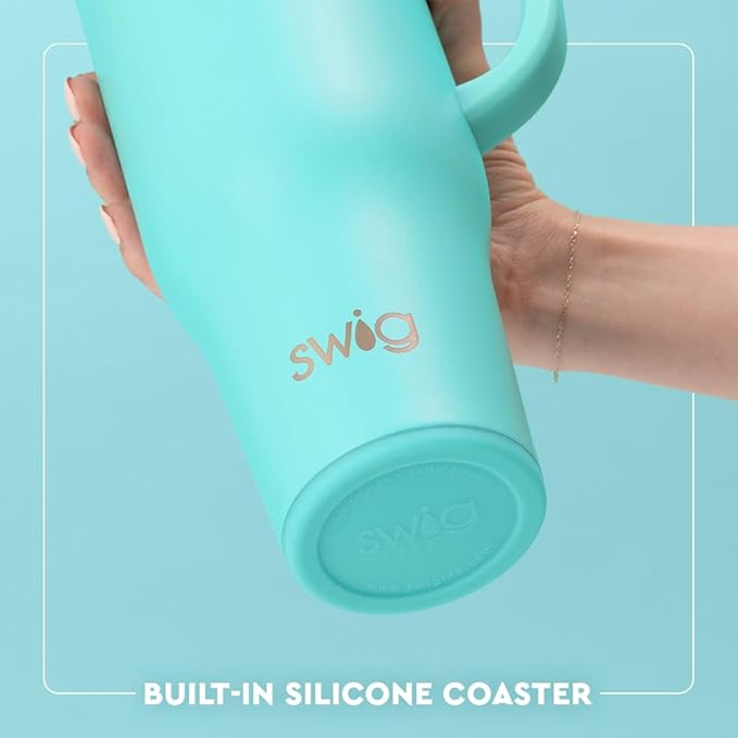 Swig Life 40oz Mega Mug, 40 oz Tumbler with Handle and Straw, Cup Holder Friendly, Dishwasher Safe, Extra Large Insulated Tumbler, Stainless Steel (Holly Jolly)