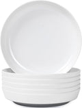 Webbylee 8.25" Melamine Pasta Bowls Set of 6-28oz Melamine Large Salad Bows，Durable Serving Bowls for Cereal, Fruit, Soup，Deep Enough for Kitchen and Dining White/Grey
