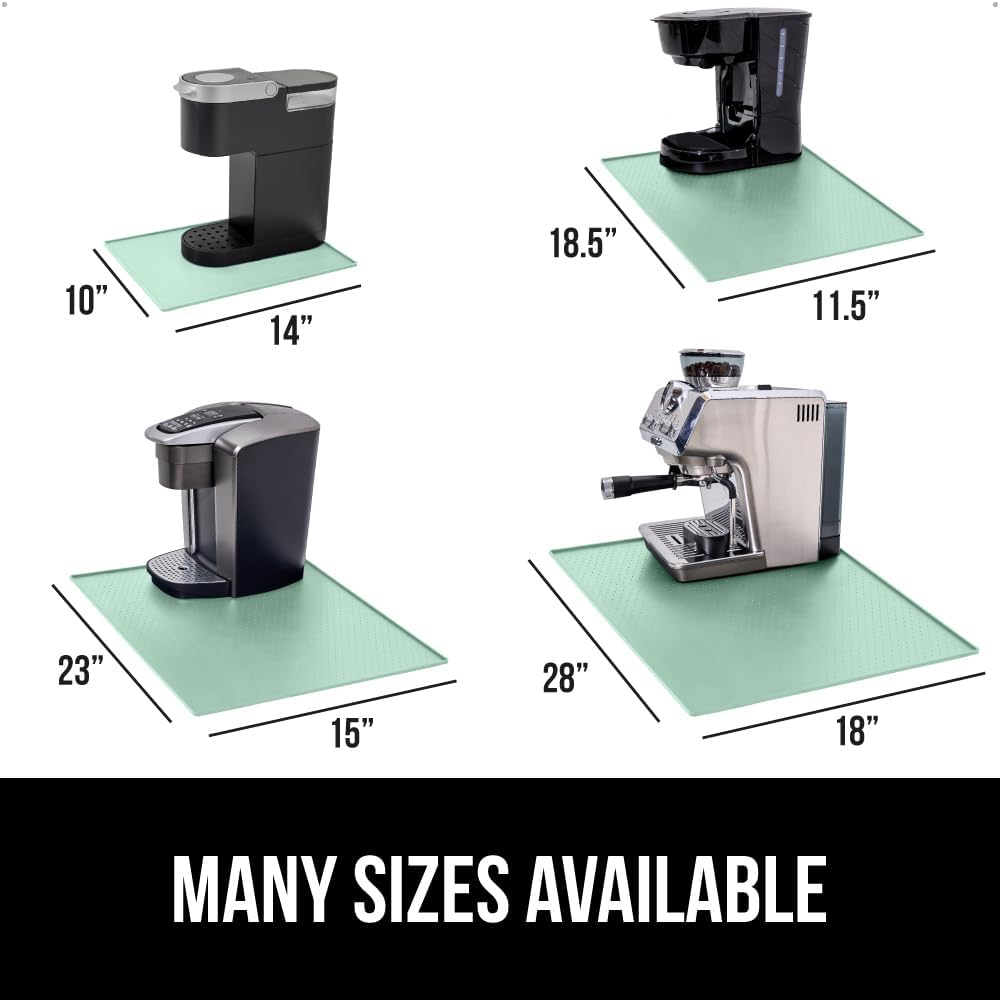 GORILLA GRIP Silicone Coffee Mat, 18x28, Espresso Drink Bar Station Accessories, Waterproof Heat-Resistant Dish Drying Mats, Stay in Place on Kitchen Counter, Home Kitchen Décor Essentials, Mint