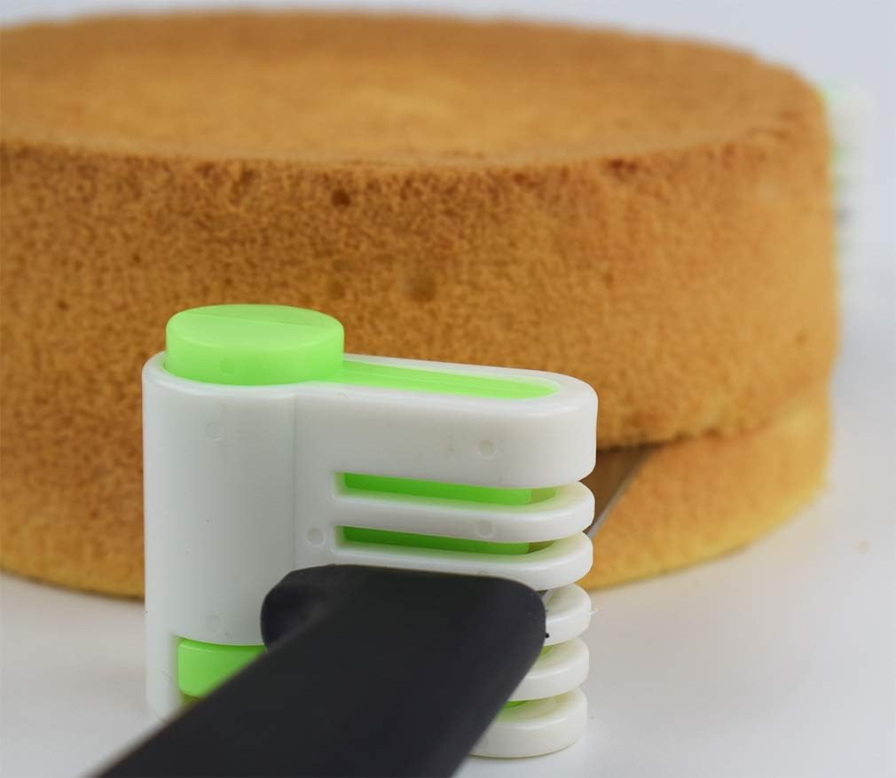 2PCS DIY Cake Slicer, Stratification Auxiliary, Bread Slice, Toast Cut, 5 Layers Leveler Slicer, Kitchen Fixator Tool (2, Green)