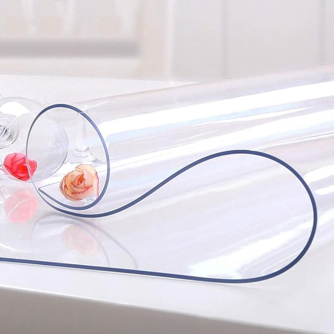Necaaux Custom Heavy Duty 1.5mm Thick Plastic Waterproof Desk Pad Mat, Non-Slip Table Cover Protector, 44 x 68 Inch Clear