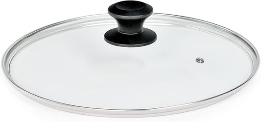 13 In Glass Lid for Frying Pan, Tempered Replacement Cover Compatible with All 13 inches Cookware for Skillets, Round Cast Iron, Cast Aluminium, Stainless Steel Pans &Pots, Black