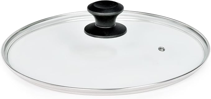 12 In Glass Lid for Frying Pan, Tempered Replacement Cover Compatible with All 12 inches Cookware for Skillets, Round Cast Iron, Cast Aluminium, Stainless Steel Pans &Pots