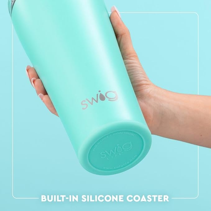 Swig Life 32oz Insulated Tumbler, Travel Coffee Tumbler with Lid, Cup Holder Friendly Travel Coffee Mug, Stainless Steel, 32 oz, Reusable Insulated Mug with Lid (Hydrangeas)