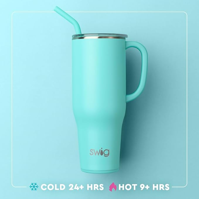 Swig Life 40oz Mega Mug, 40 oz Tumbler with Handle and Straw, Cup Holder Friendly, Dishwasher Safe, Extra Large Insulated Tumbler, Stainless Steel (Love All)