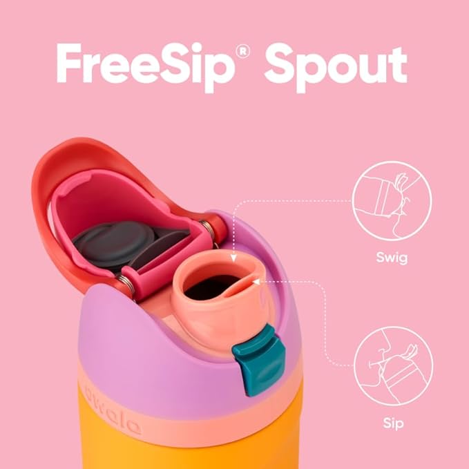 Owala FreeSip Insulated Stainless Steel Water Bottle with Straw for Sports, Travel, and School BPA-Free Sports Water Bottle, 24 oz, Tropical