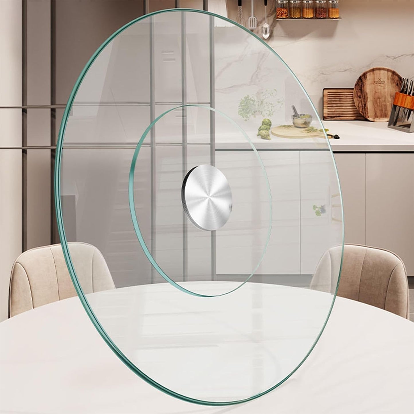 34.6 inch Lazy Susan for Table Top Tempered Glass Rotating Serving Tray for Dining Table, Kitchen Lazy Susan Organizer Spinning Rotating Food Server Party Centerpieces Heavy Duty