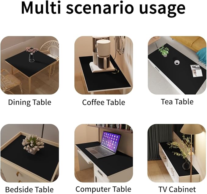 Leather Table Cover,1.8mm Thick,42x72 Inch Table Protector,Table Protector for Dining Room Table,Dining Room Table Protector Pad.(Black+Gray,42x72)