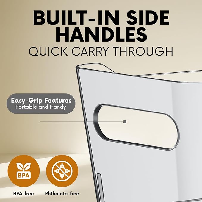Small Clear Plastic Storage Bins, Perfect for Organization or Pantry and, Fridge Organizer, Cabinet Organizers