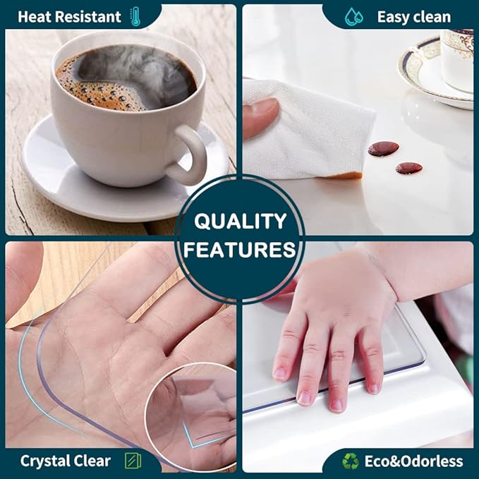 14x30 in Office Desk Blotter Mat Clear Plastic Table Protector Cover Pad PVC Transparent Topper Surface Proection Mat Pad Anti Scratch Table Mat Glass Dinner End Table Protector Waterproof Easy Clean