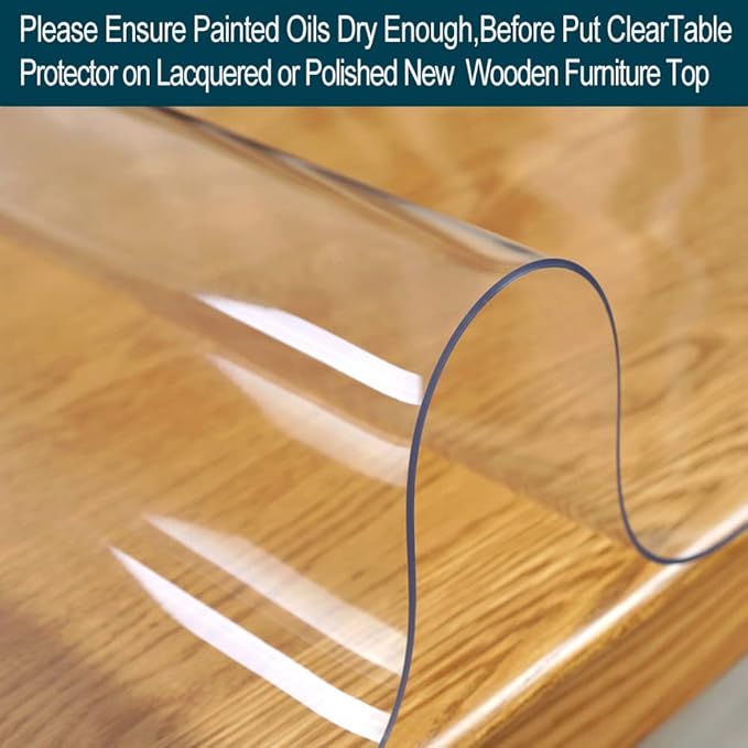 Wadrac Multisize Plastic Clear Table Cover Protector-1.5mm Thick 36x44 inch Rectangular Clear Chair Mat Non-Slip Waterproof Desk Pad for Hardwood Floor Kitchen Counter Covers Writing Computer Desk
