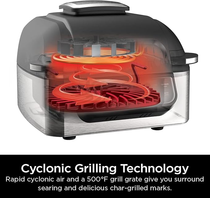 Ninja | Indoor Grill | Foodi | 5-in-1 (Grill, Air Fry, Roast, Bake, and Dehydrate | Fits up to 3lb Roast | Smoke Control System and Dishwasher Safe Parts| Black/Grey | AG301
