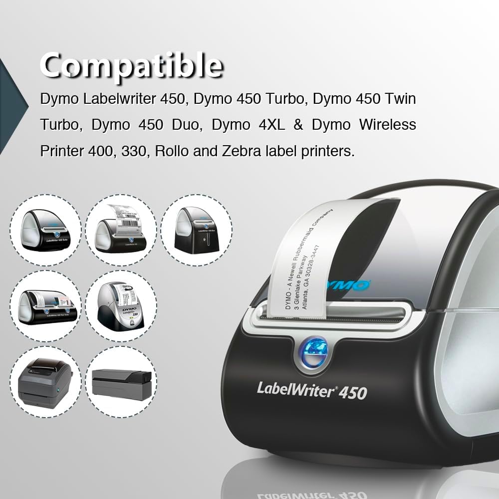 BETCKEY - Multipurpose Labels Replace for DYMO 30324/30258 (2-1/8" x 2-3/4"), Perforated, Compatible with DYMO Labelwriter 450, 4XL, NOT Fit 550 & 5XL [16 Rolls/6400 Labels]