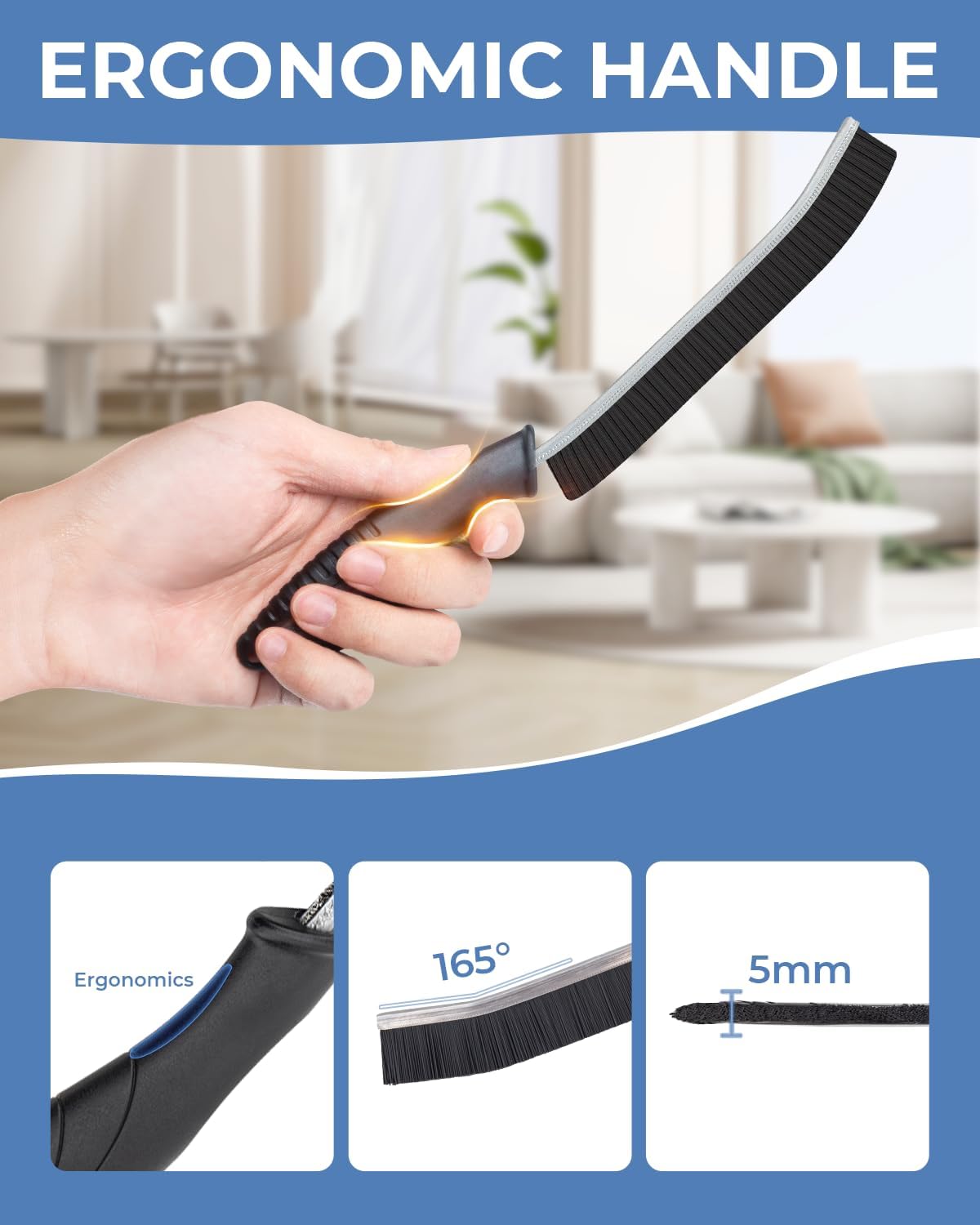 Crevice Cleaning Brushes, Cleaner Scrub Brush Tool for Hard to Reach Tight Space, Home Essentials, Cleaning Supplies for Shower, Bathroom, Kitchen, Toilet, Window