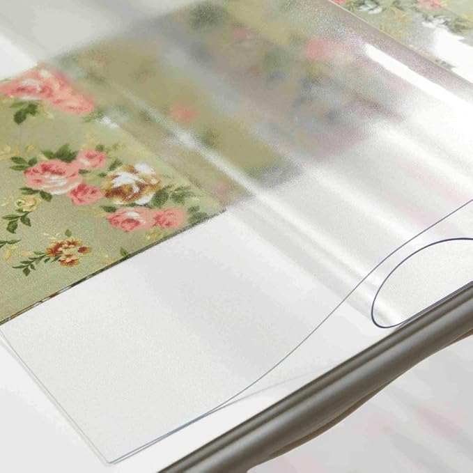 NECAUX Custom 32 x 87 Inch Frosted Table Cover Protector, 1.5mm Thick Wood Grain Transparent Table Pad Non-Slip Tablecloth Plastic Protective Pad for Dining Room Table Meeting Table Living Room Table