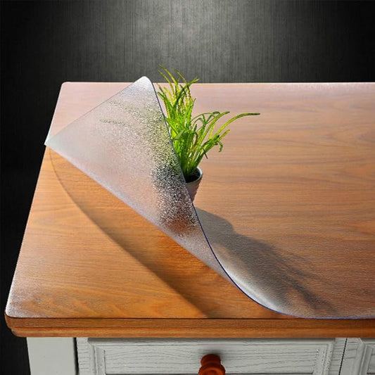 NECAUX Custom 56 x 96 Inch Frosted Table Cover Protector, 1.5mm Thick Wood Grain Transparent Table Pad Non-Slip Tablecloth Plastic Protective Pad for 8 Foot Dining Living Room Table Conference Table